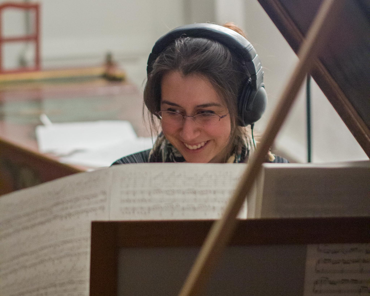 Catalina Vicens playing music on the worlds oldest playable harpsichord during the recording sessions for her album "Il cembalo di partenope" in Vermillion, USA.