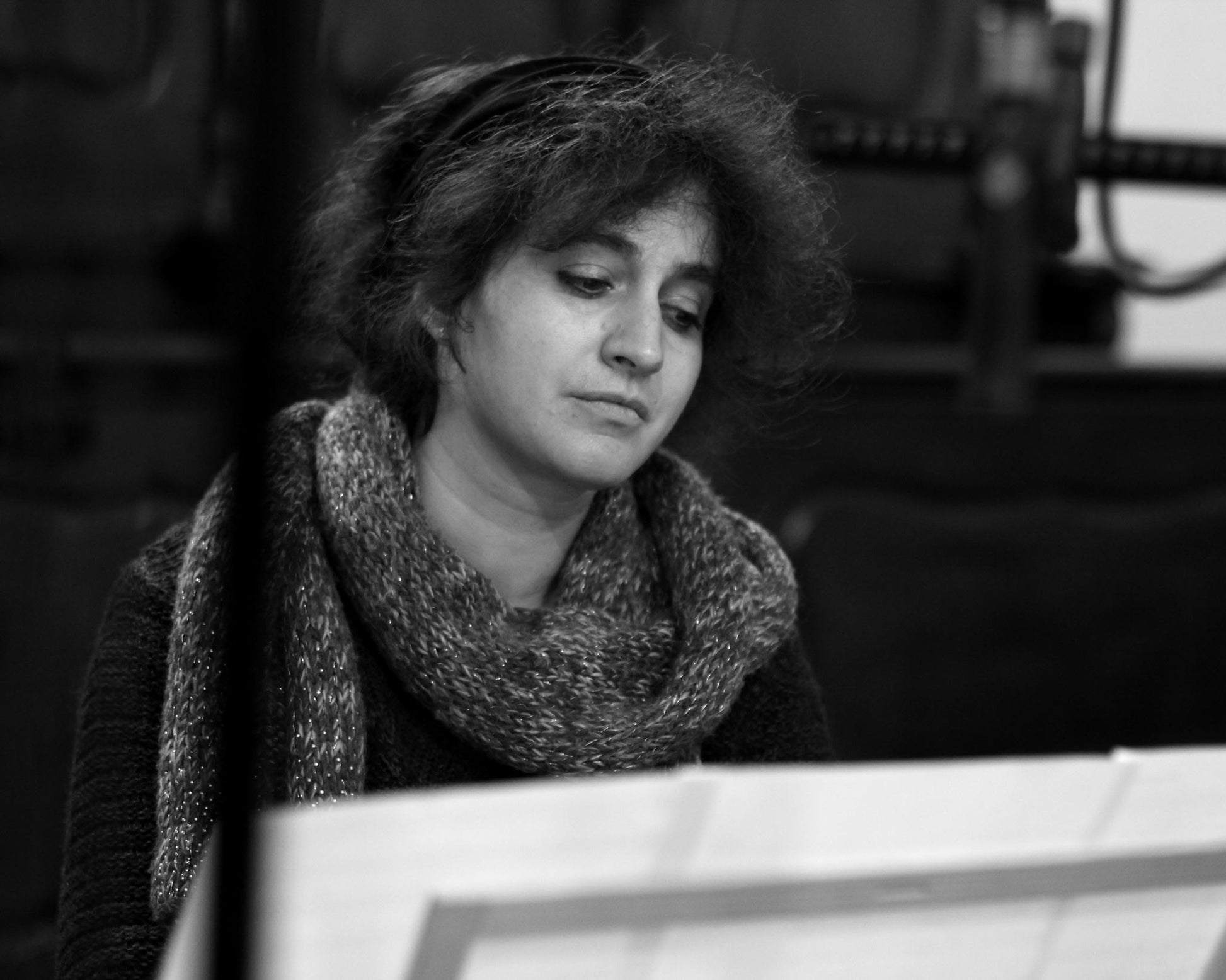 Corina Marti playing the harpsichord during the recording sessions of her album "Quando cala la notte". 