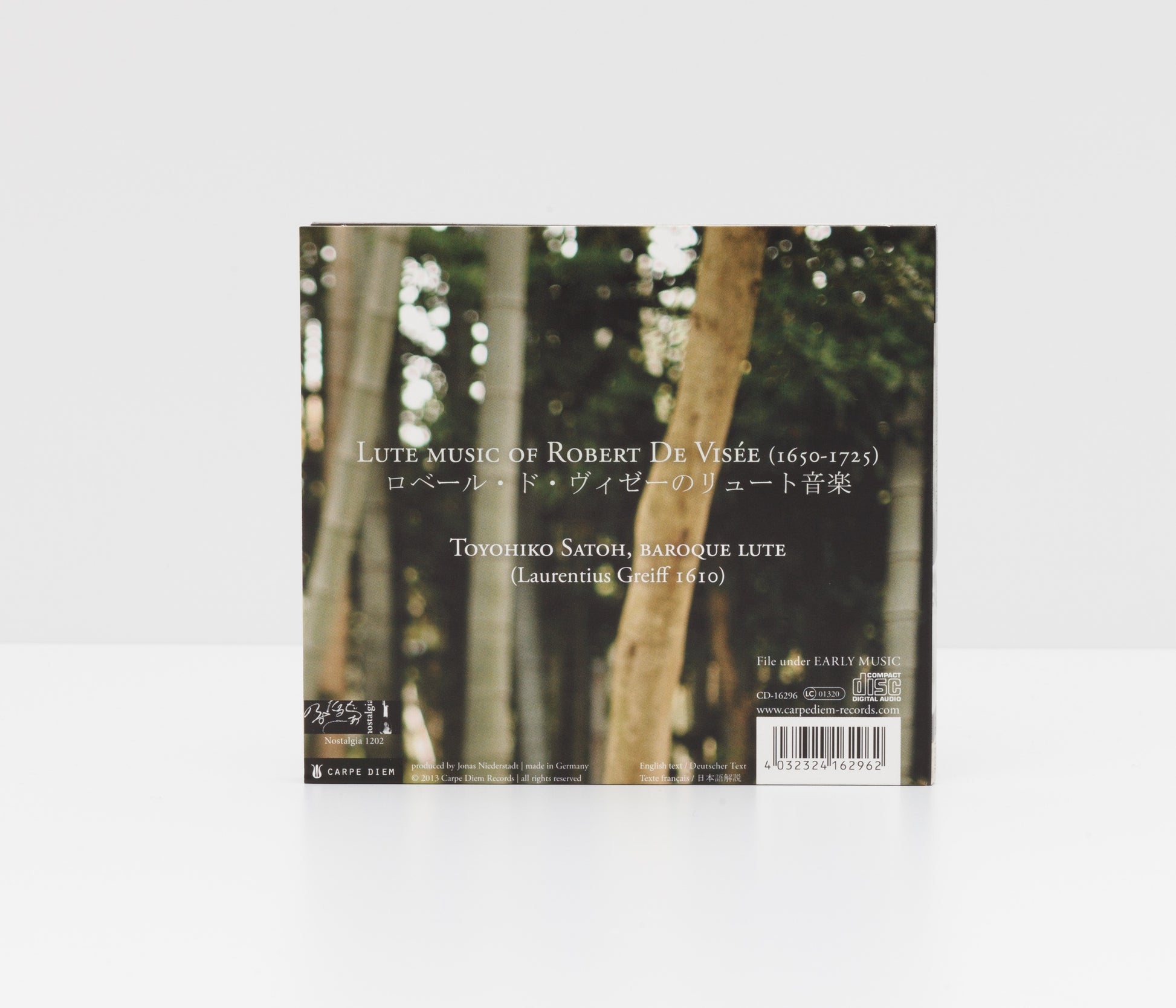 Digipack back cover of "De Visee" by Toyohiko Satoh