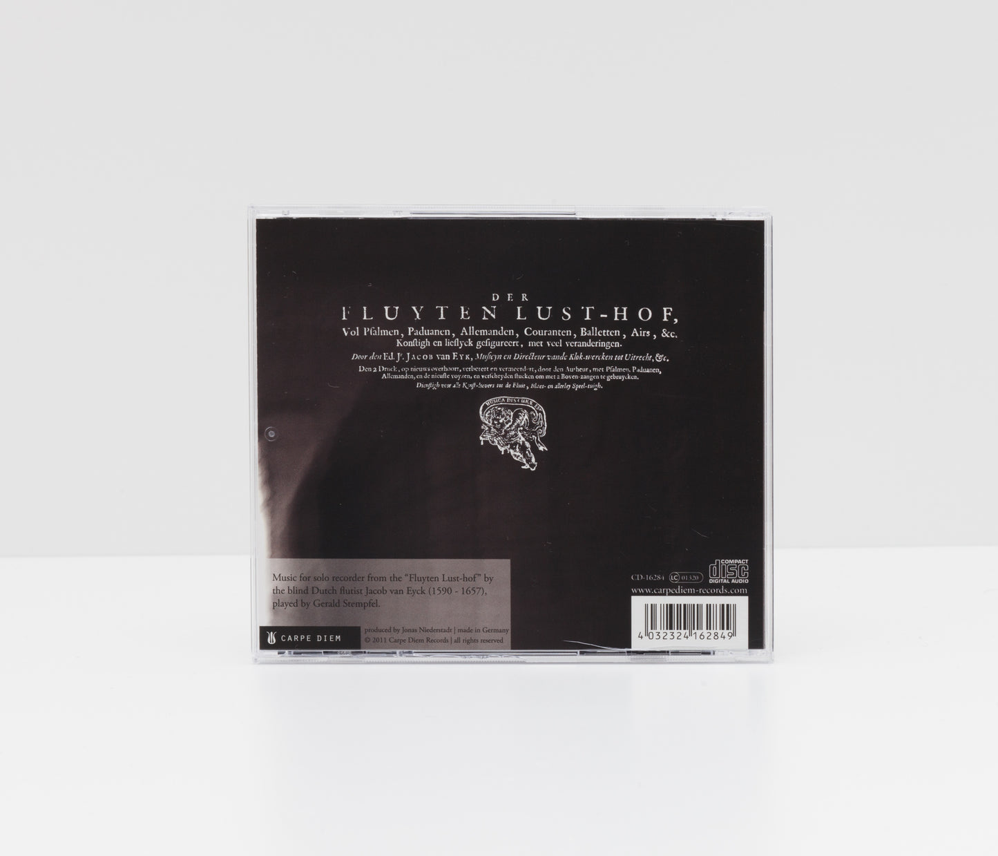 Jewelcase back cover of the album "Engels Liedt" by Gerald Stempfel.