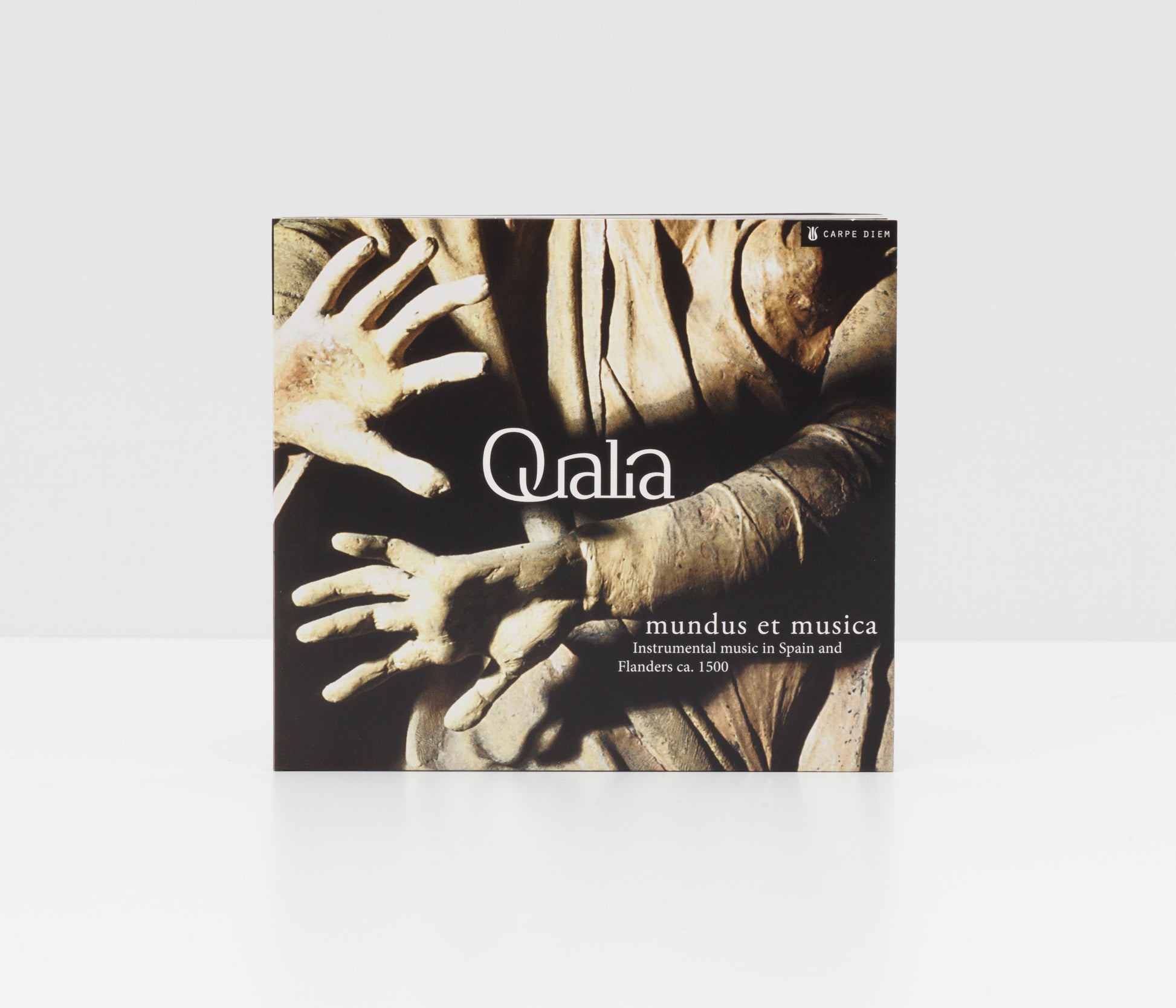 Digipack album cover of "mundus et musica" by Ensemble Qualia saying "Instrumental music in Spain and Flanders ca. 1500". 