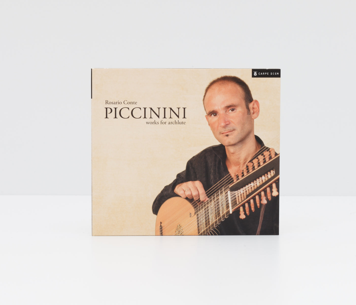 Digipack album cover of "Piccinini" by Rosario Conte (archlute)