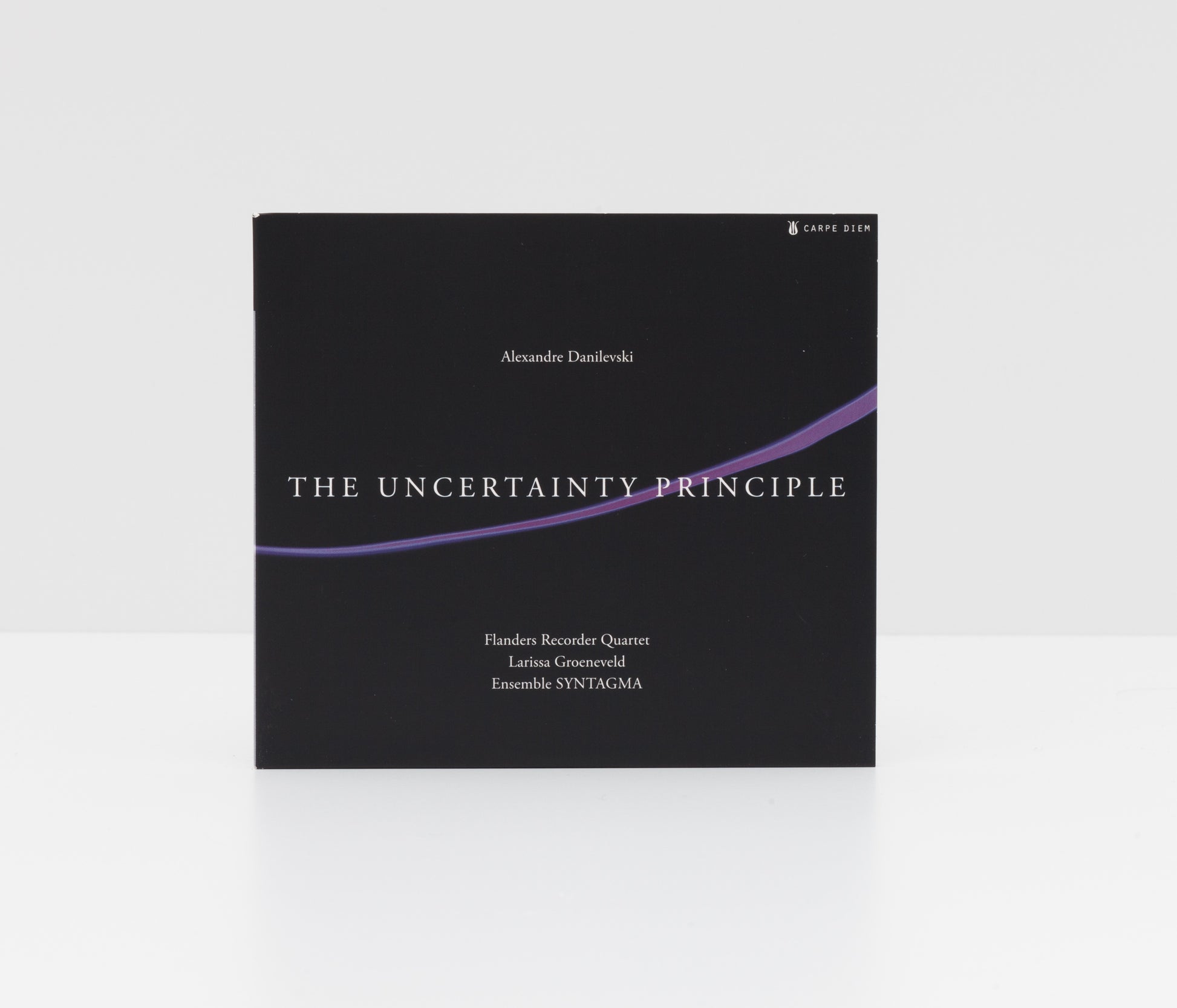 Digipack album cover of "The Uncertainty Principle" by ensemble Syntagma, Flanders Recorder Quartet and Alexandre Danilevski