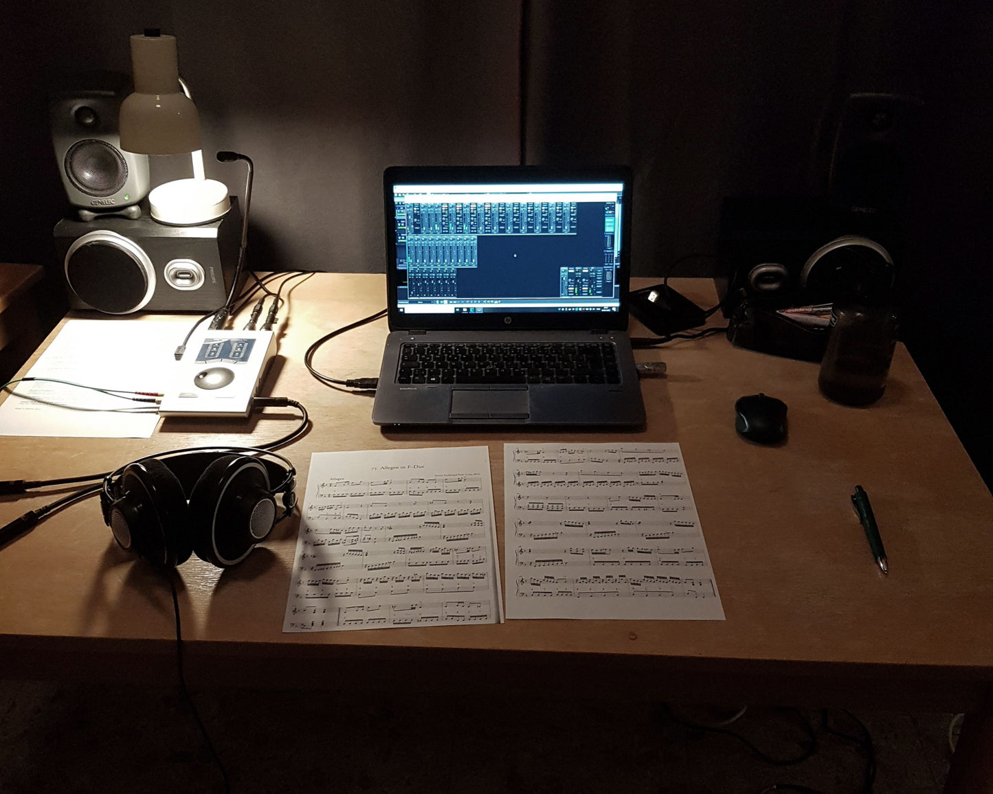 Improvised control room during the nightly recording sessions for Alexander Gergelyfi's album "Sapperlot!" in the Admont Abbey, Austria. 