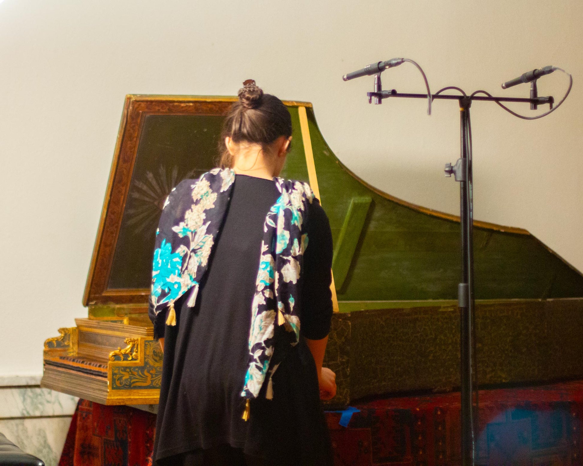Catalina Vicens working with the world's oldest playable harpsichord during the recording sessions for her album "Il cembalo di partenope" in Vermillion, USA. 
