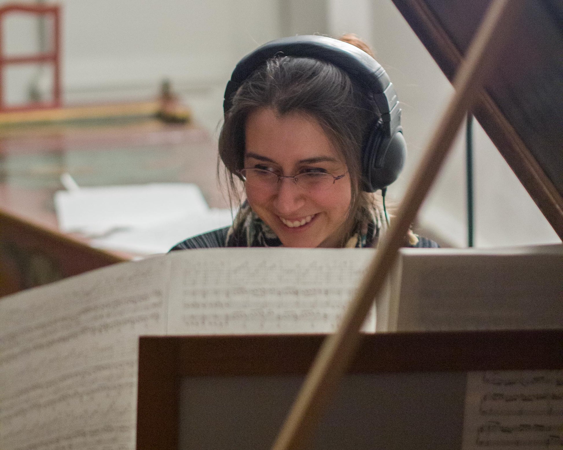 Catalina Vicens playing music on the worlds oldest playable harpsichord during the recording sessions for her album "Il cembalo di partenope" in Vermillion, USA. 