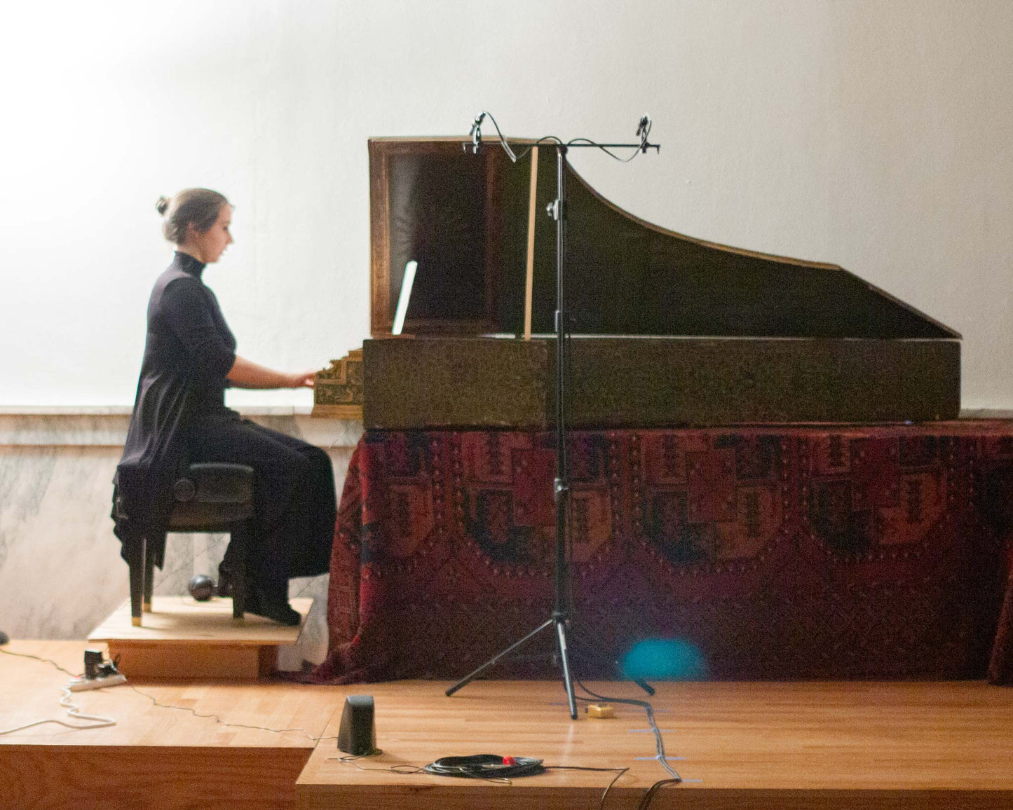 Catalina Vicens playing the worlds oldest playable harpsichord during the recording sessions for her album "Il cembalo di partenope" in Vermillion, USA. 
