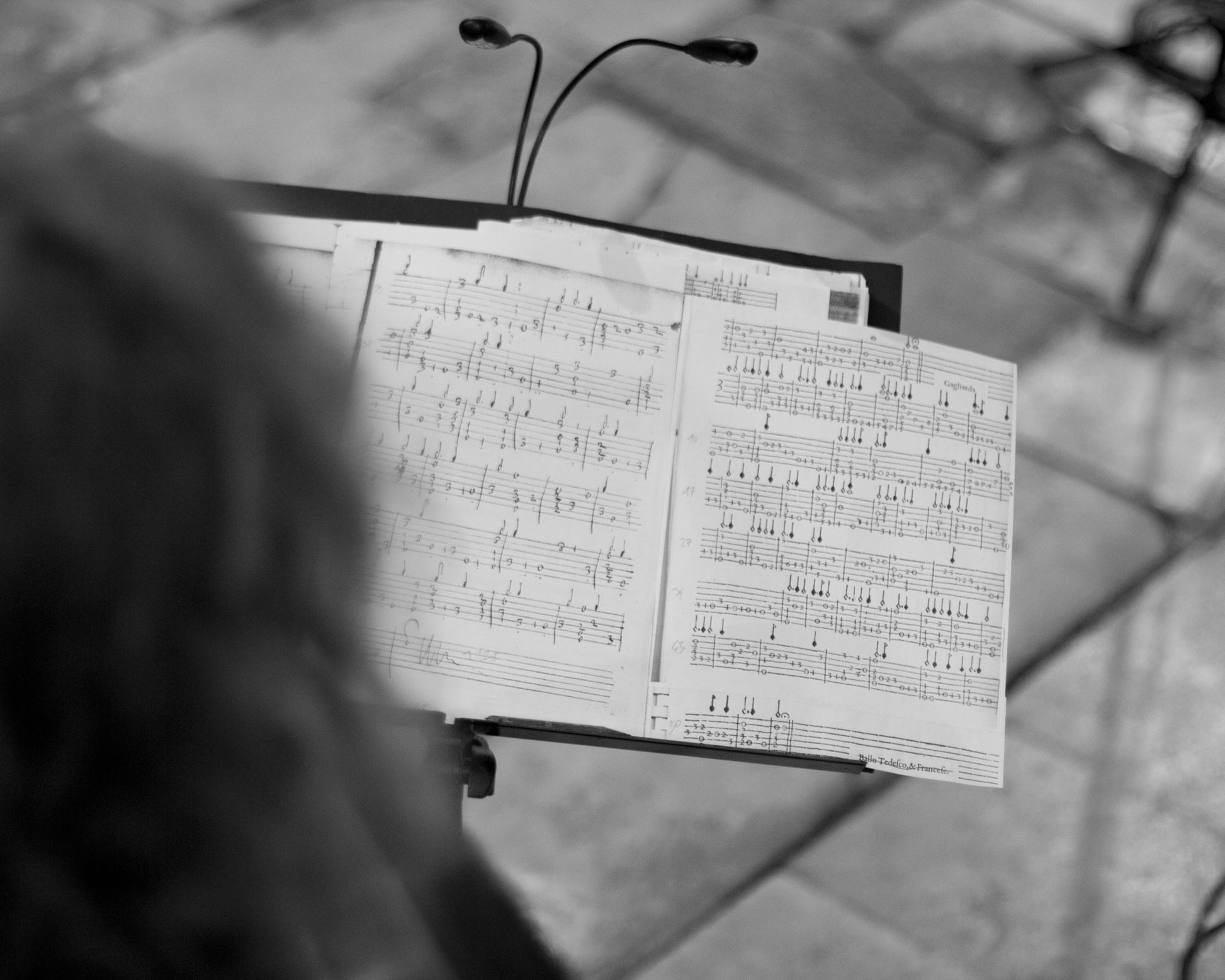 Score by Terzi at the recording of the album "Terzi - lute music" in a church in Normandy, France. 