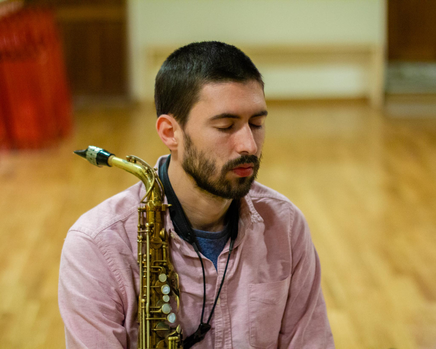 James Wylie with his saxonphone at the recording sessions for the album "Udopia" for Carpe Diem Records in Greece. 
